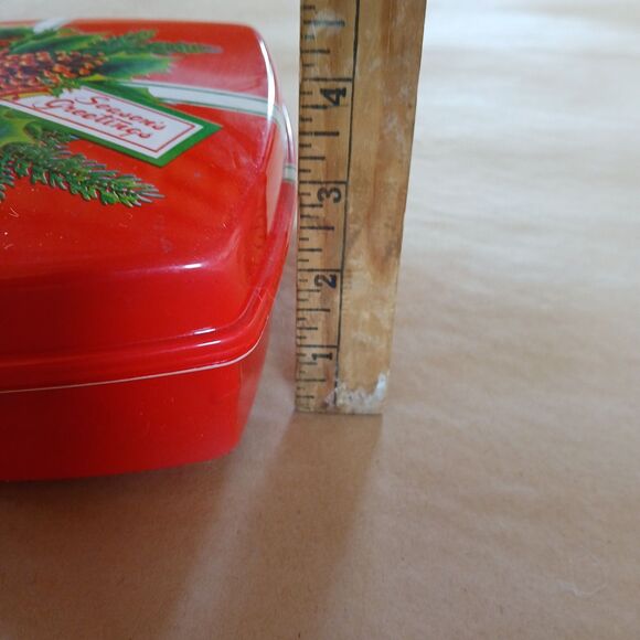 Vintage Christmas Seasons Greetings Square Cookie Container Plastic Holiday - Picture 7 of 7
